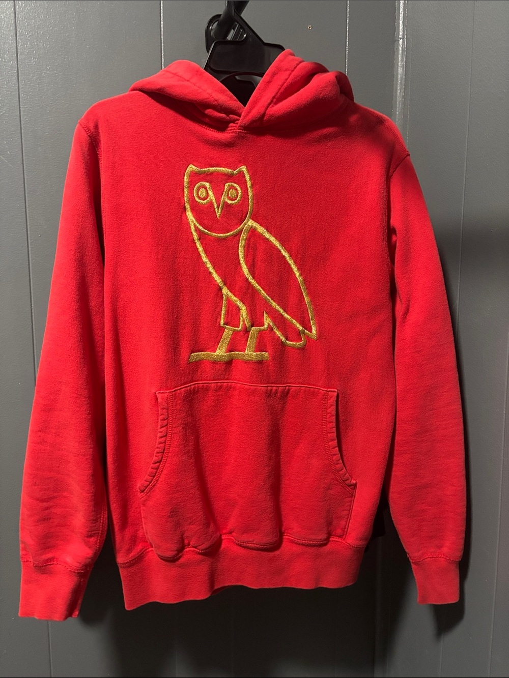 OVO Red Hoodie with Gold Owl Logo